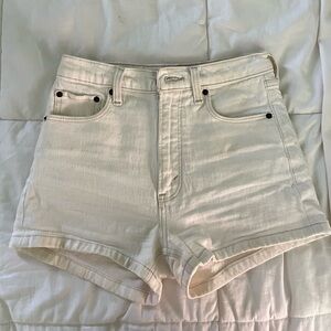Abercrombie and Fitch Cream Colored The Mom Short High Rise Jean Shorts
